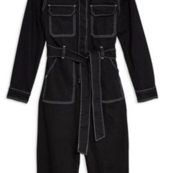 Topshop Black Denim Boiler Suit - Picture 3 of 4
